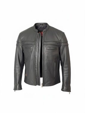 Men's Black Leather Performance Jacket
